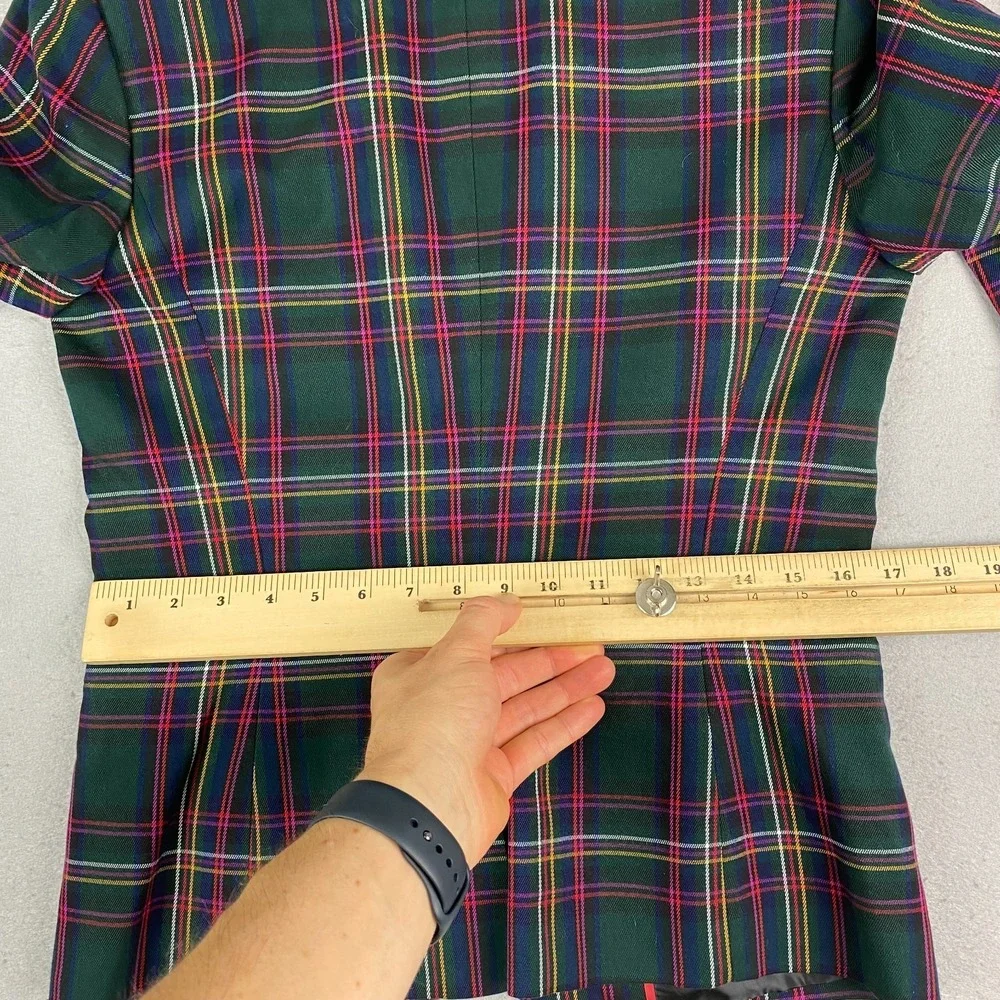 Tommy Hilfiger Plaid Blazer Womens Size 6 Preppy Equestrian Elbow Patch Jacket - Picture 13 of 16